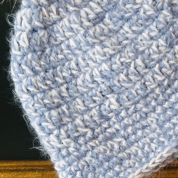 Hand-Crocheted Winter Beanie Hat with White Faux Fur Pom - Picture 8 of 10